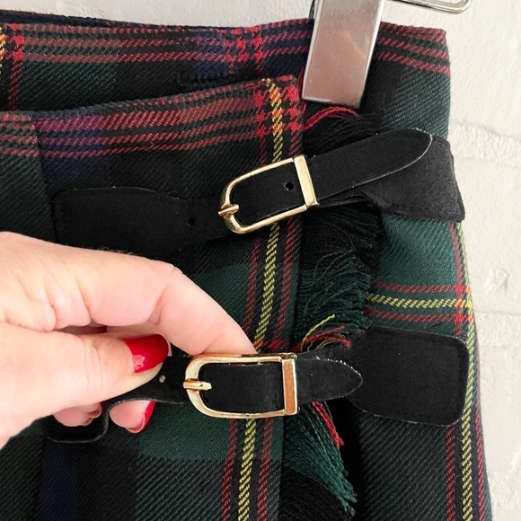 Vintage Plaid Skirt Green Royal Stewart Tartan Pleated Academia Grunge Wool Sz 6 - Picture 3 of 7